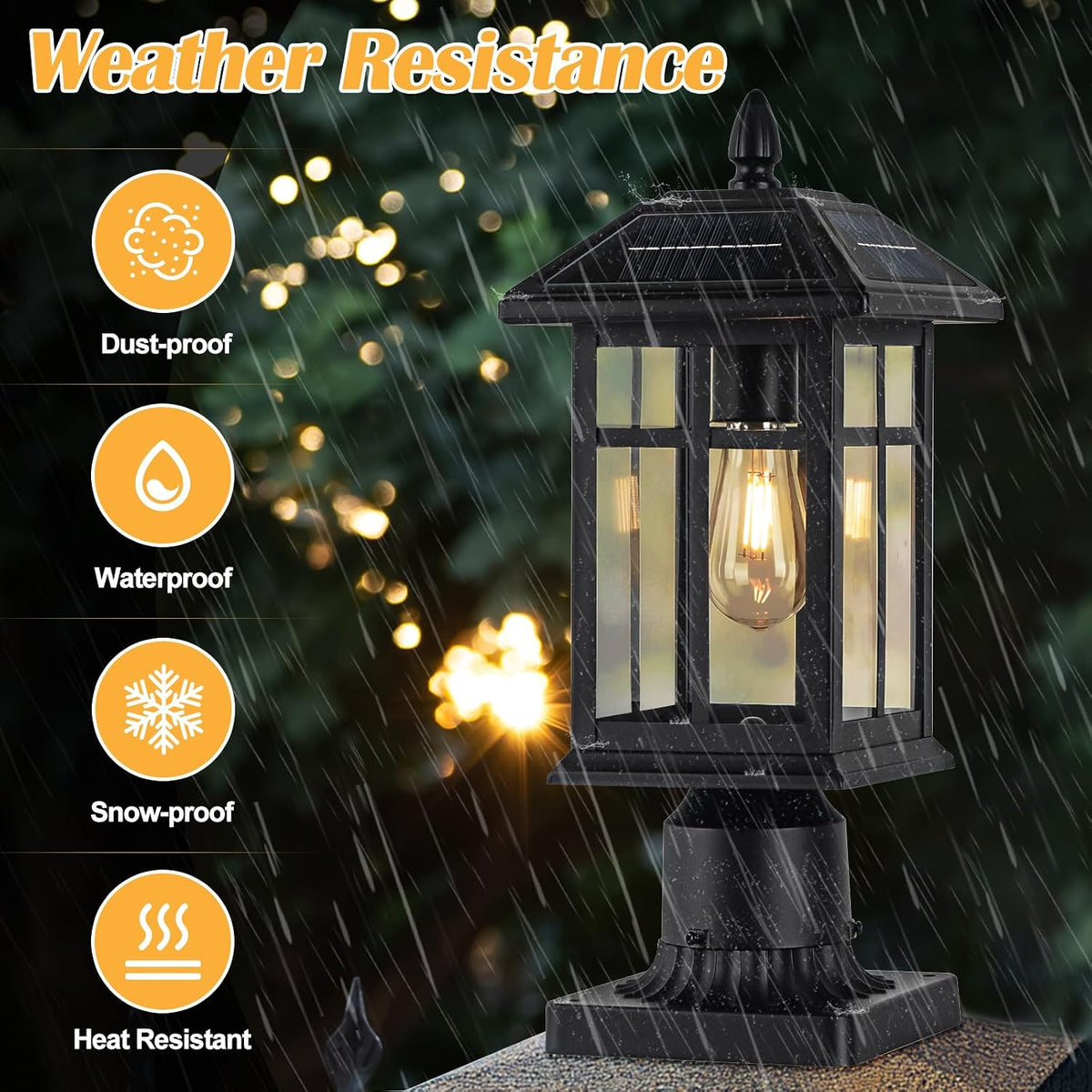 Brilvibera Solar Post Lights 2 Pack Outdoor Lamp Post Solar Light