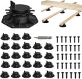Deckit 24-Pack Adjustable Deck Support Pedestals, 1.18"–2.36" (30–60 mm), for 2×4 & 2×6 Joist Framing, Ground Support & Leveling for Patio, Shed Base & Floating Deck，Includes Screws。
