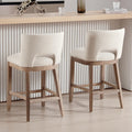 Beige Bar Stools Set of 2, 26" Farmhouse Counter Height Barstools, Linen Upholstered Armless Barstools with Open Back for Kitchen Island/Breakfast Bar/Home Pub