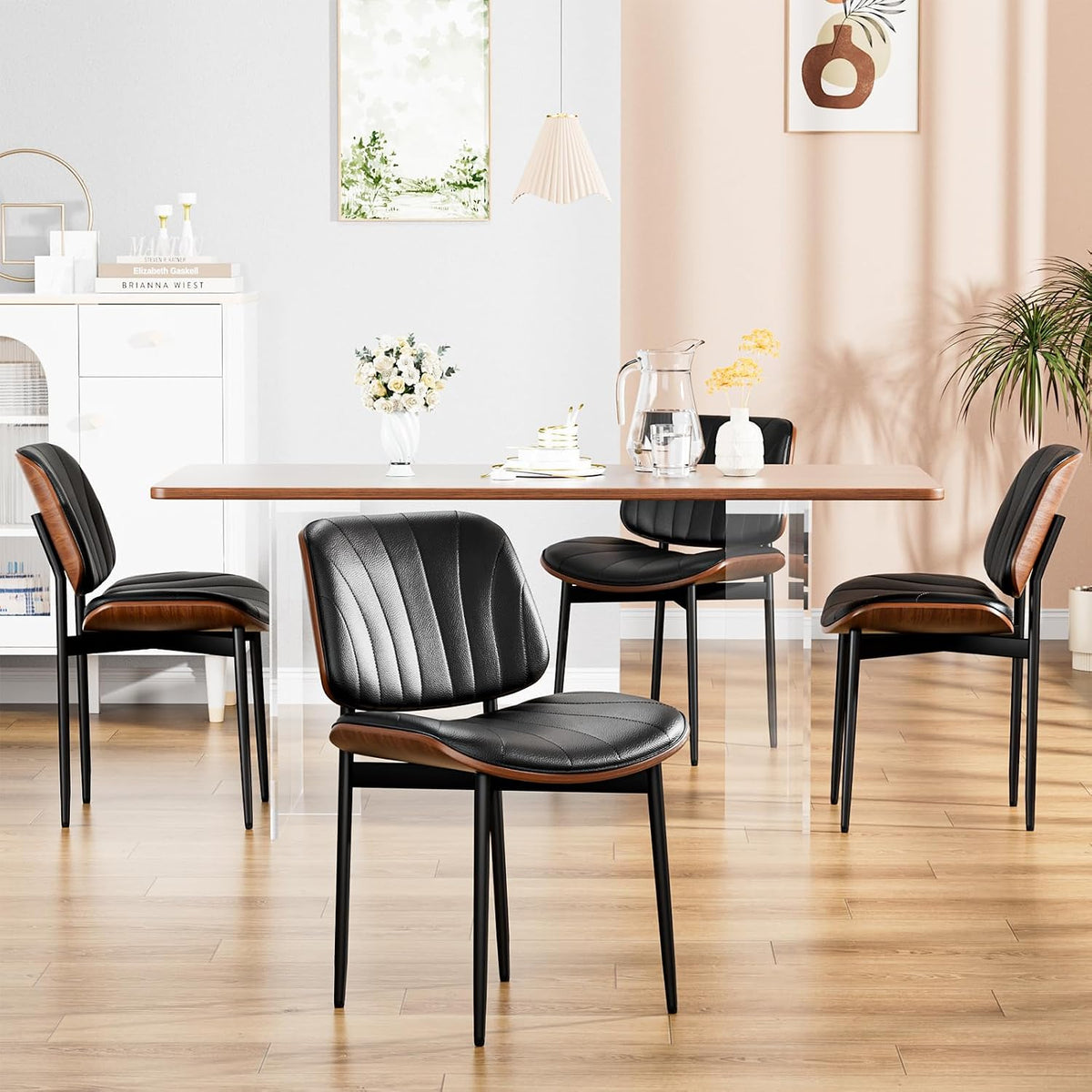YaFiti Dining Chairs Set of 2, Mid Century Modern PU Leather Kitchen Chairs