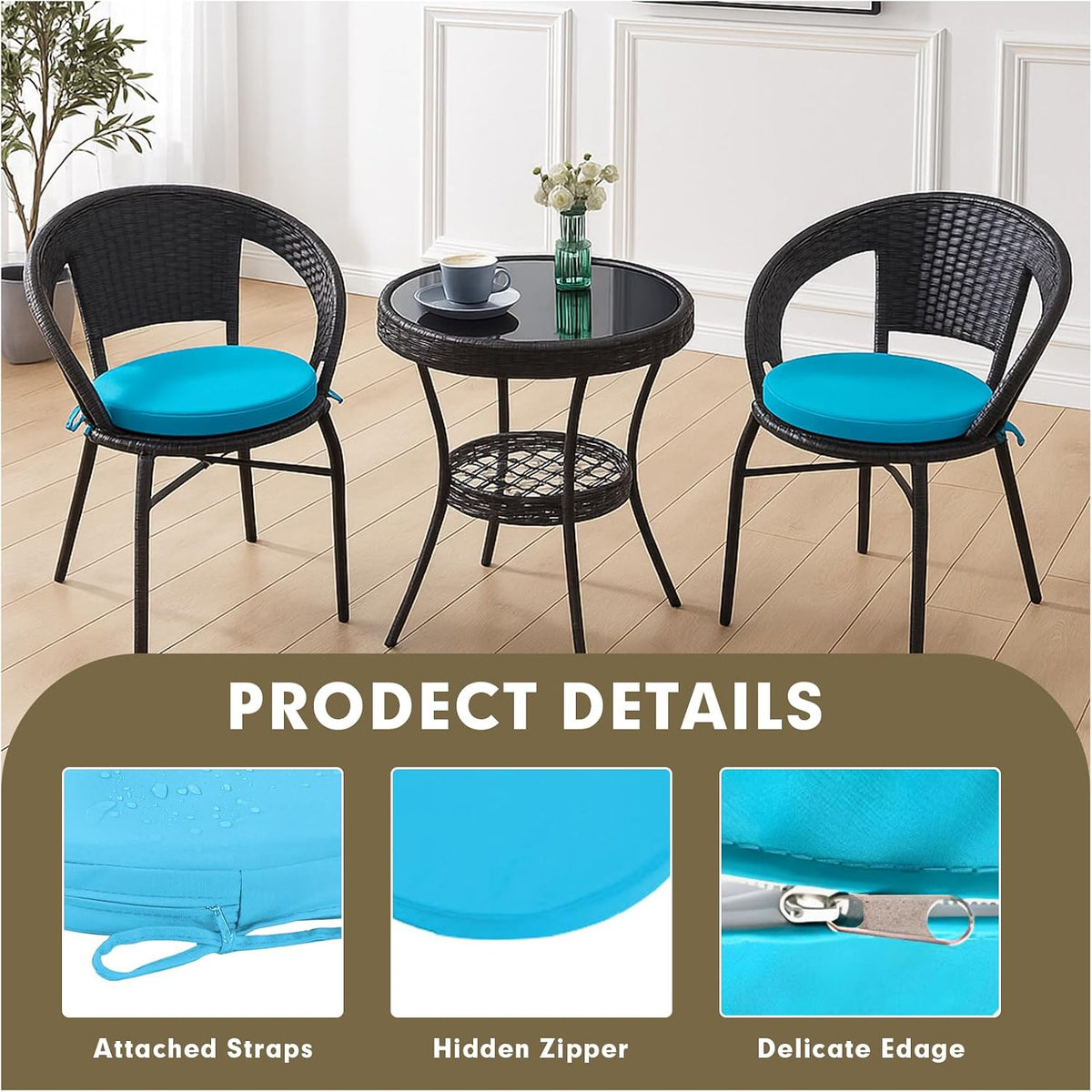 outdoor bistro chair cushions round seat cushions with, side view
