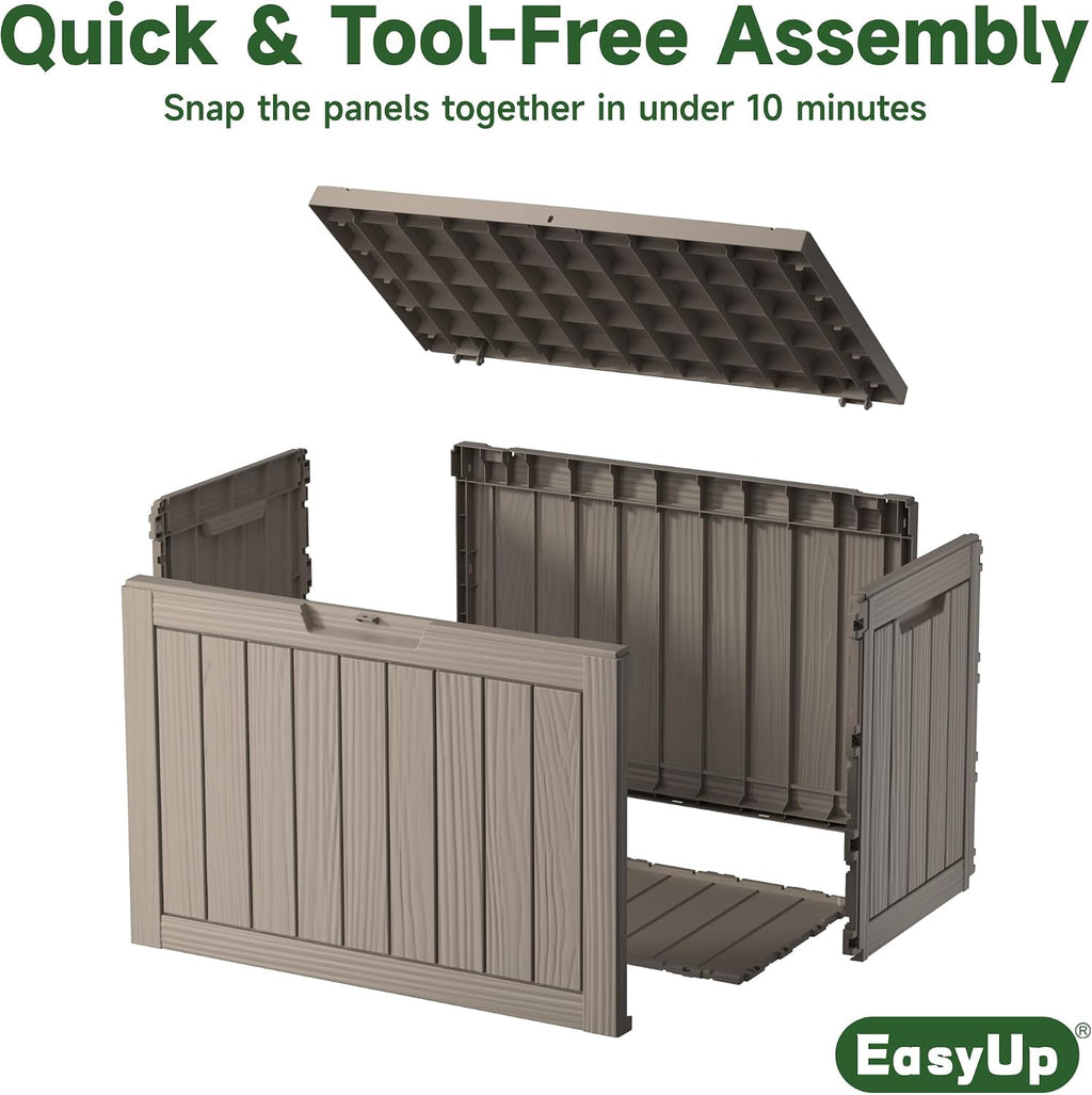 EasyUp 45 Gallon Waterproof Outdoor Storage Box UV Resistant Deck Box