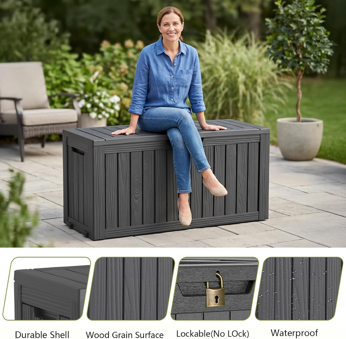 Vixzen 130 Gal Package Delivery Box Lockable Outdoor Storage Boxes