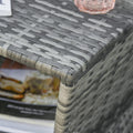 Outsunny Outdoor Side Table with Umbrella Hole 2 Tier Wicker Mixed Gray