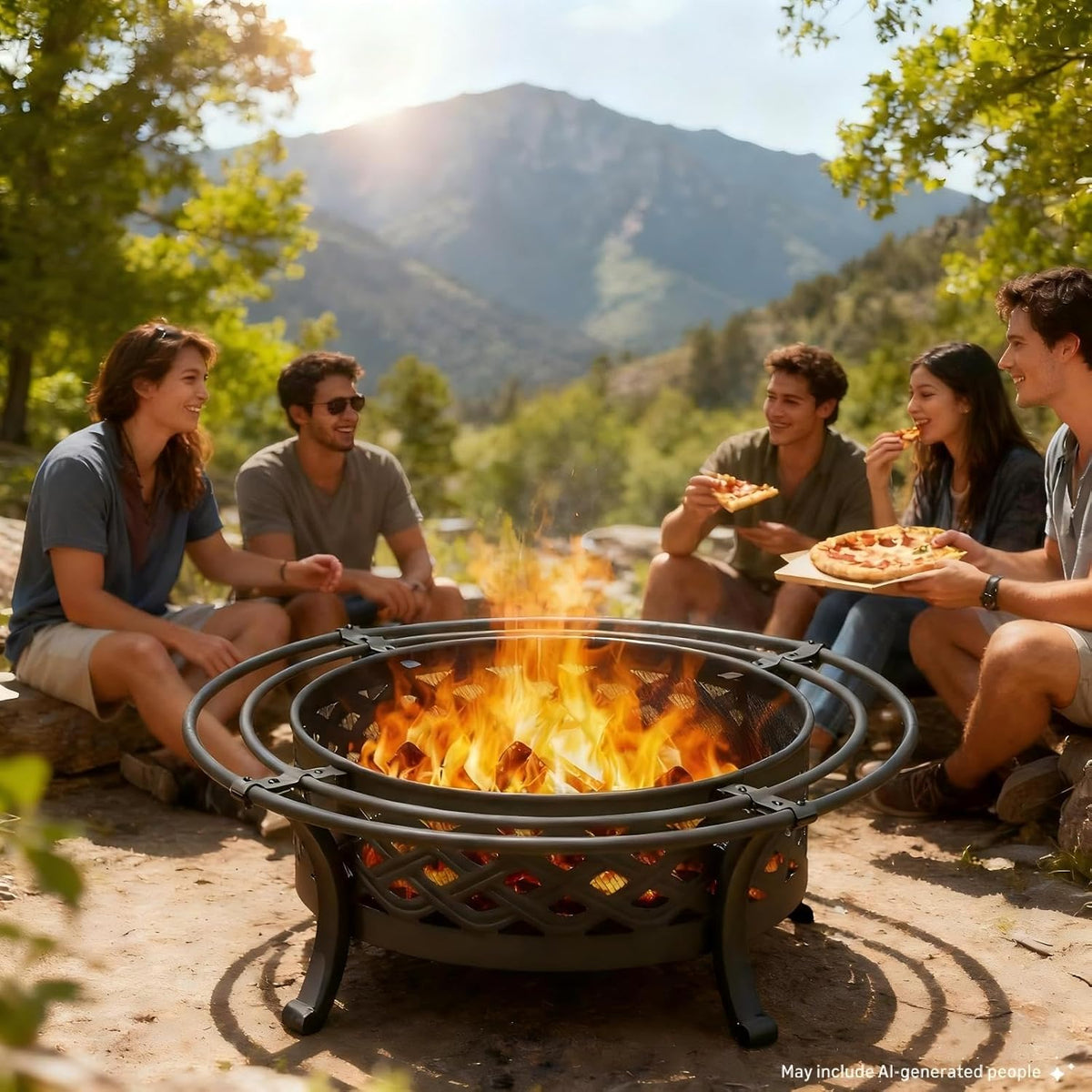 panovue 36 inch outdoor fire pit with 2, side view