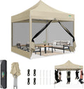 COBIZI 10x10 Heavy Duty Pop Up Canopy Tent with Mosquito Netting Sidewalls