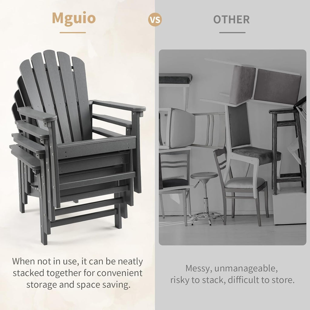 Oversized Stackable Adirondack Chair Set of 2, HDPE Fire Pit Chair
