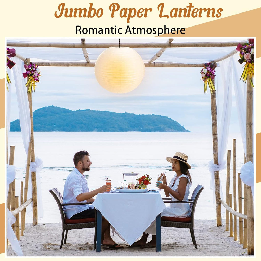 2 Pack 30 Inch Large Paper Lanterns White Hanging Lantern for Decor