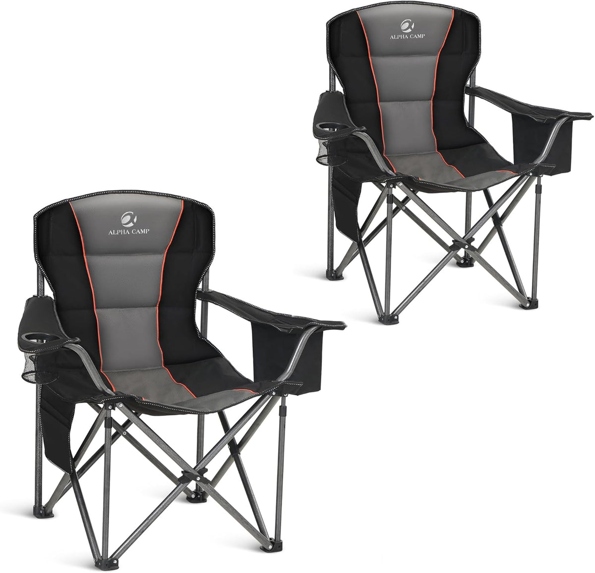 ALPHA CAMP Oversized Fully Padded Camping Chairs with Lumbar Support