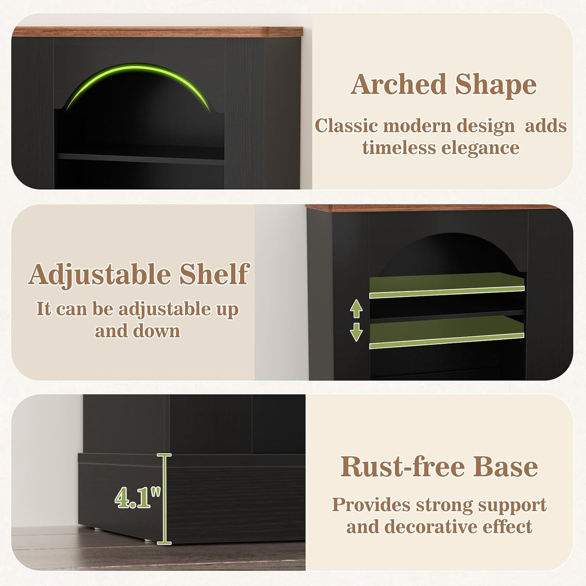 Unikito 94" Long Arched Console Table with LED Light & Adjustable Shelf