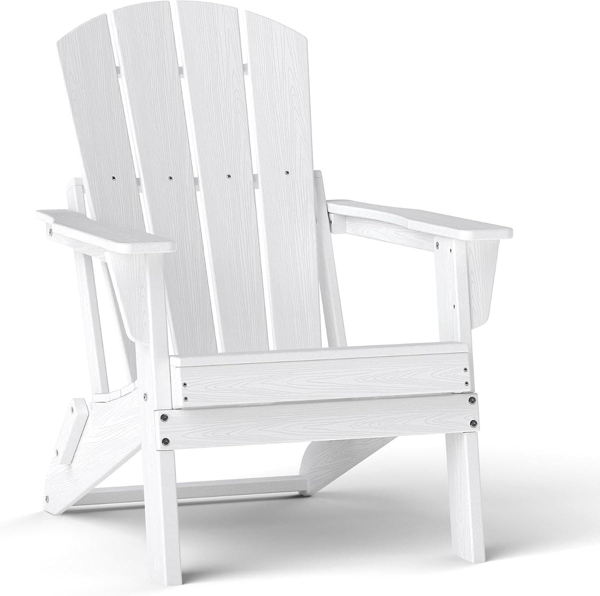 Folding Adirondack Chair, Portable HDPE Patio Chair, White