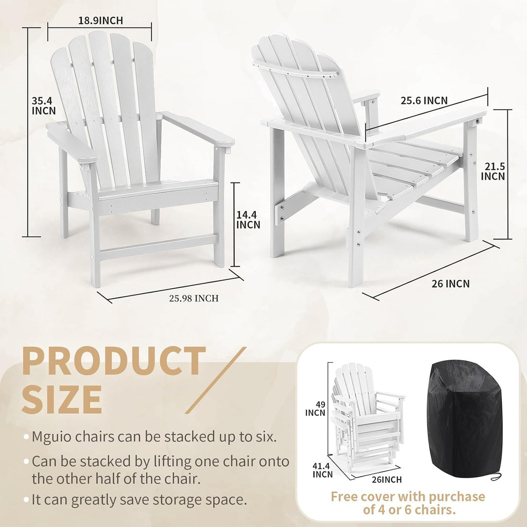 Oversized Stackable Adirondack Chair, HDPE All-Weather Fire Pit Chair