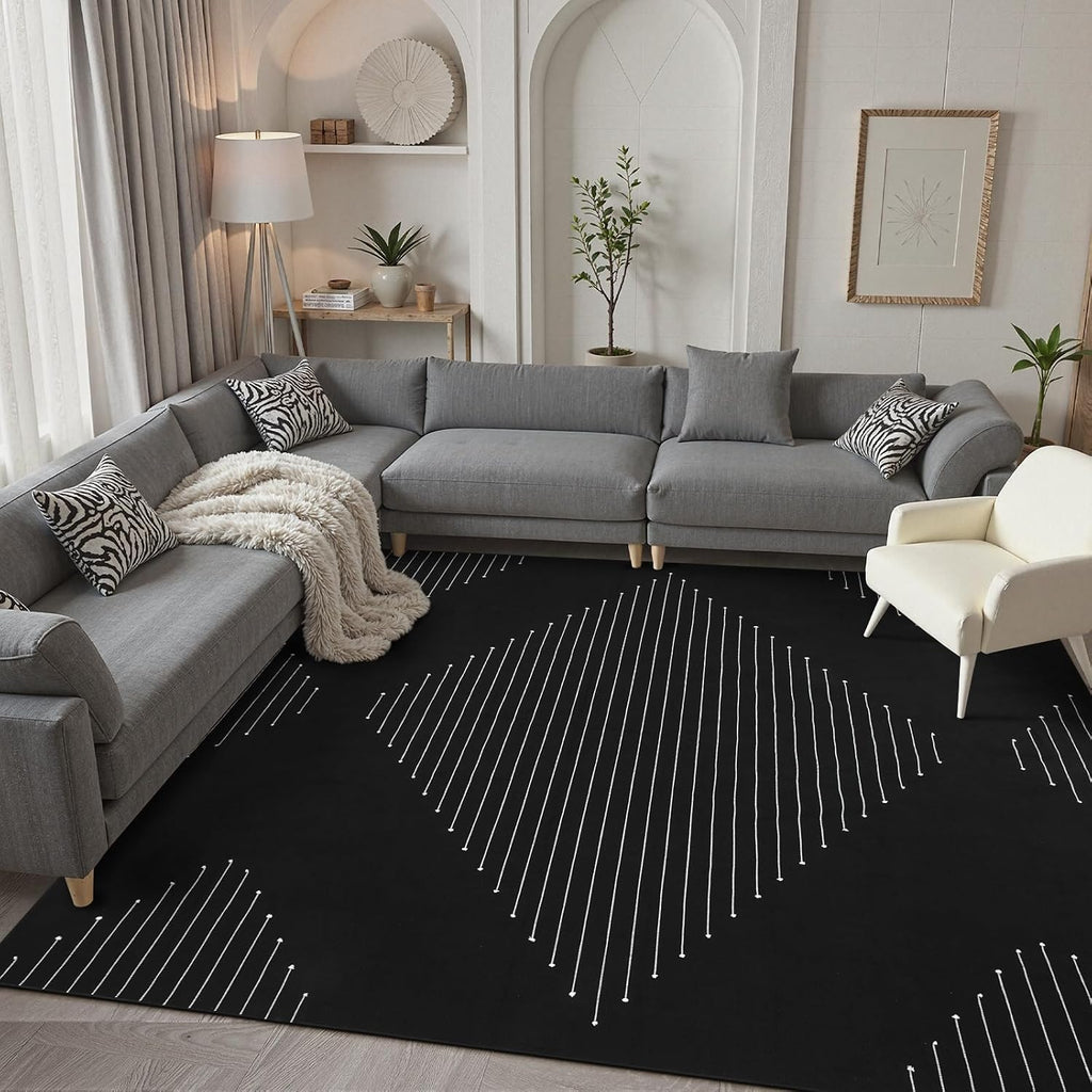 livebox boho black area rug 8 x 10 showing dimensions