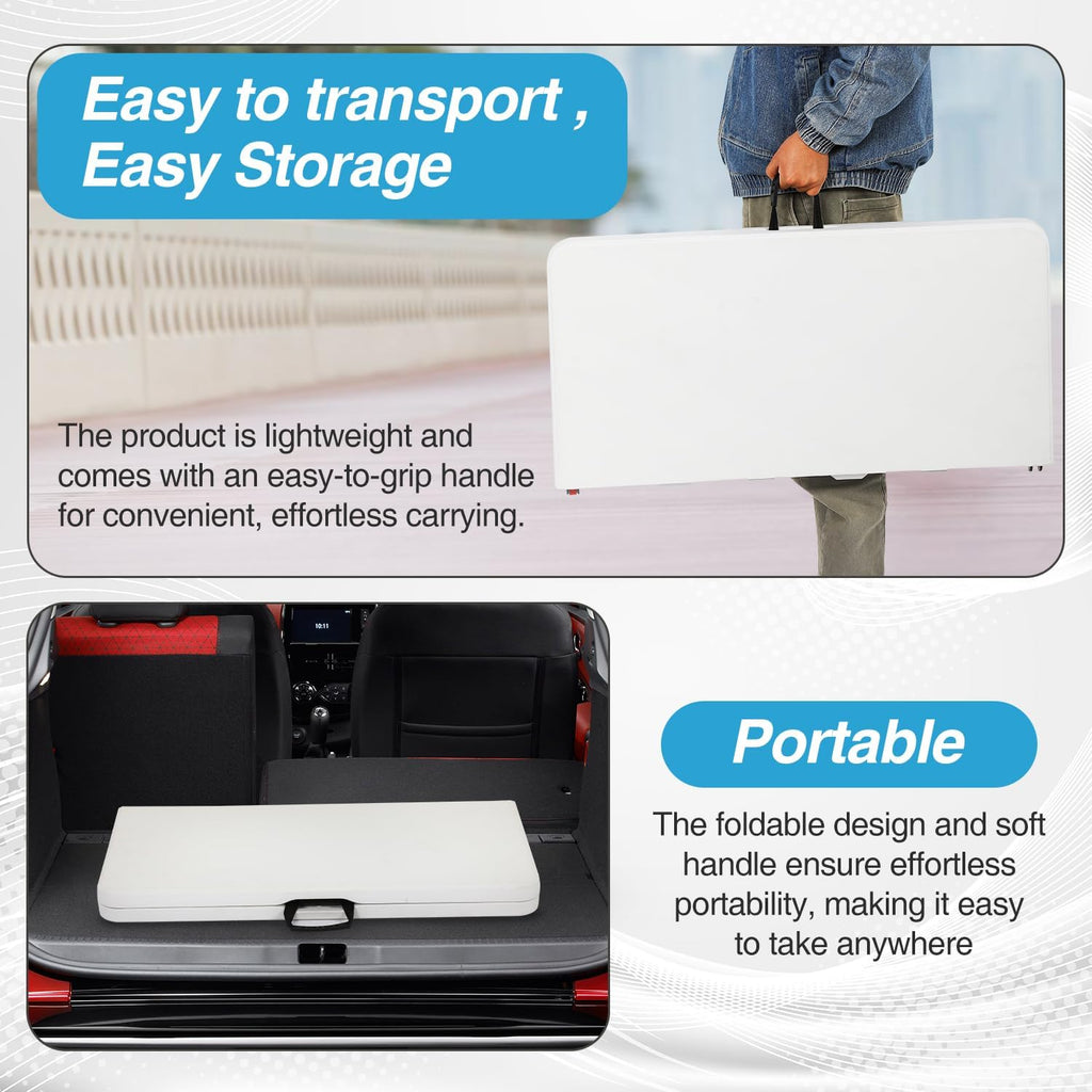 FDW | 34" Folding Table | White | Portable Plastic Table