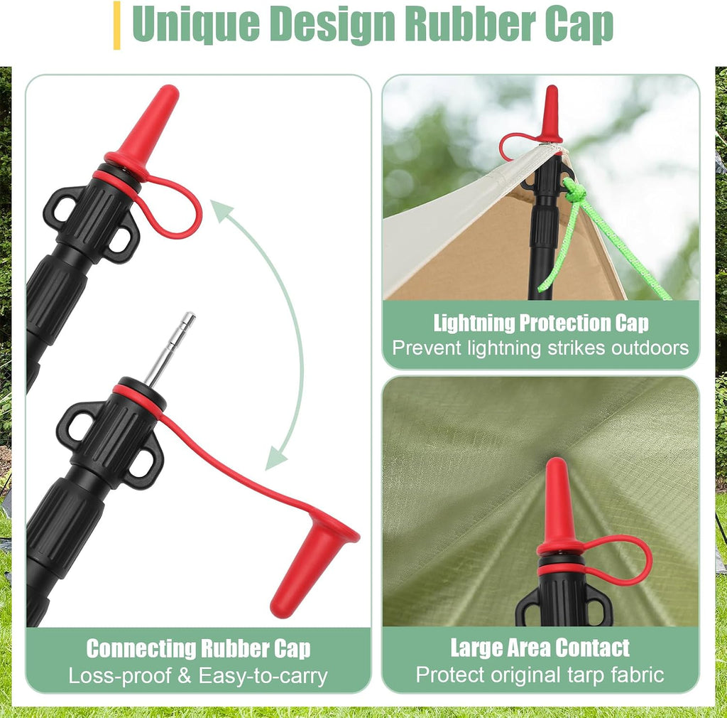 Dreamtrue Tarp Poles Telescoping, Upgraded 4-Section Adjustable Tent Poles, Heavy Duty Aluminum 8.7Ft Length Shade Sail Poles, Canopy Awning Support Poles Set Sun Shade Cloth Poles(Black-4pcs)