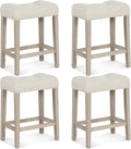 GIANTEX 24" Saddle Bar Stools Set of 4, Farmhouse Button Tufted Barstools