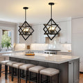 18" Modern Black Chandelier for Dining Room, No Assembly Required 4-Light Dining Room Light Fixture Over Table, Industrial Metal Hanging Pendant Lights Fixture for Kitchen Island, Entryway, Foyer