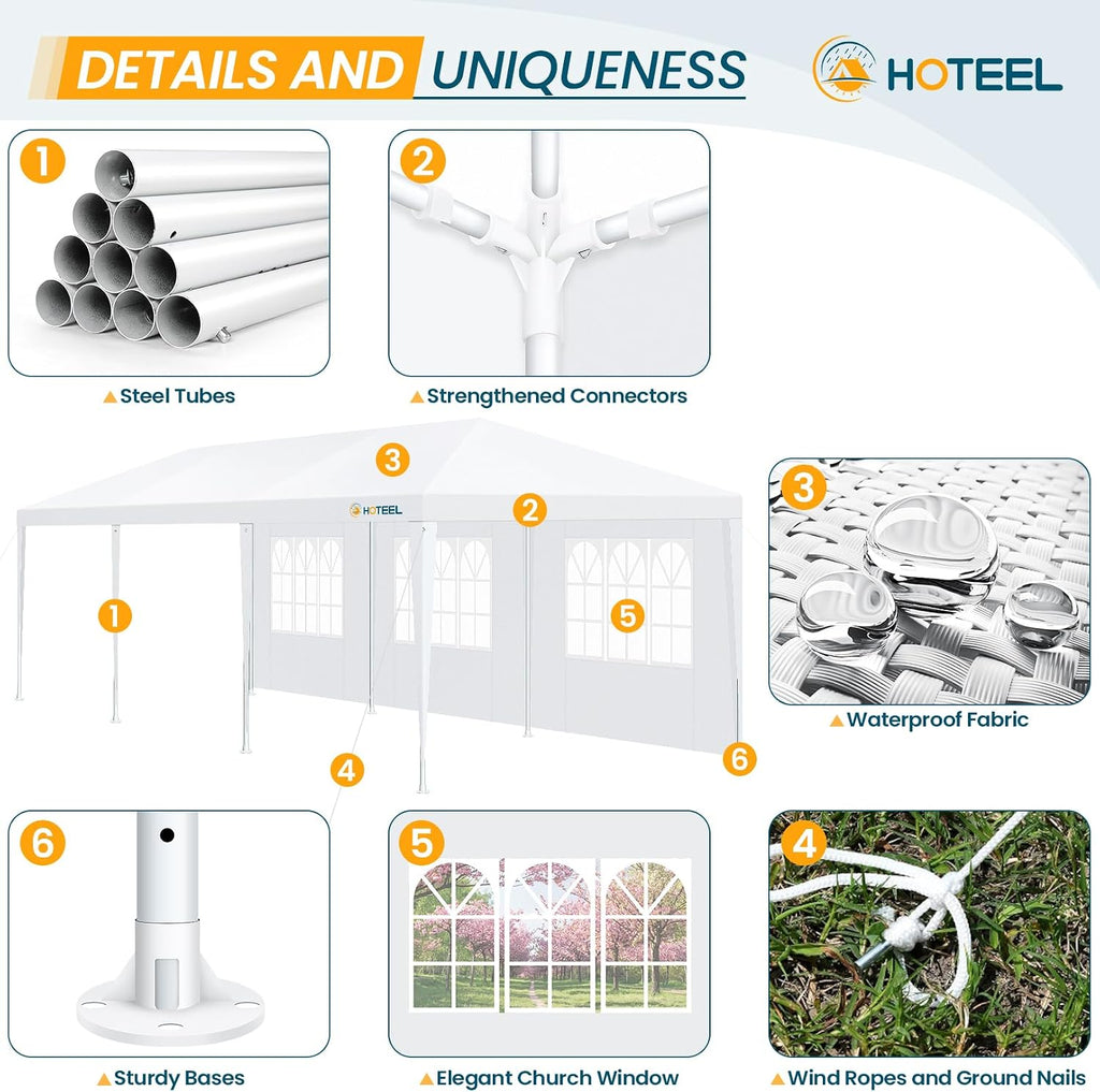 HOTEEL Party Tent 10x30FT, Outdoor Canopy Tent, White