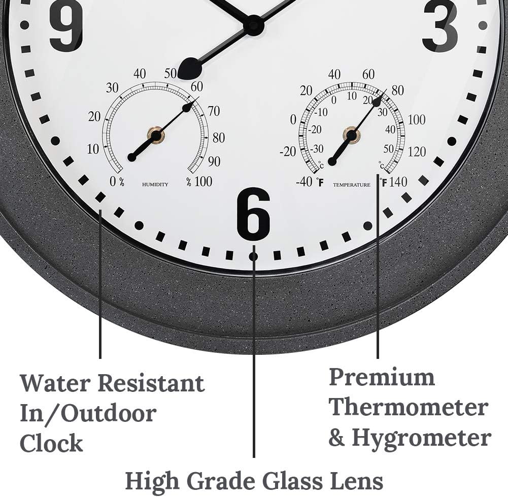 Presentime 20" Bradford in/Outdoor Farmhouse Clock