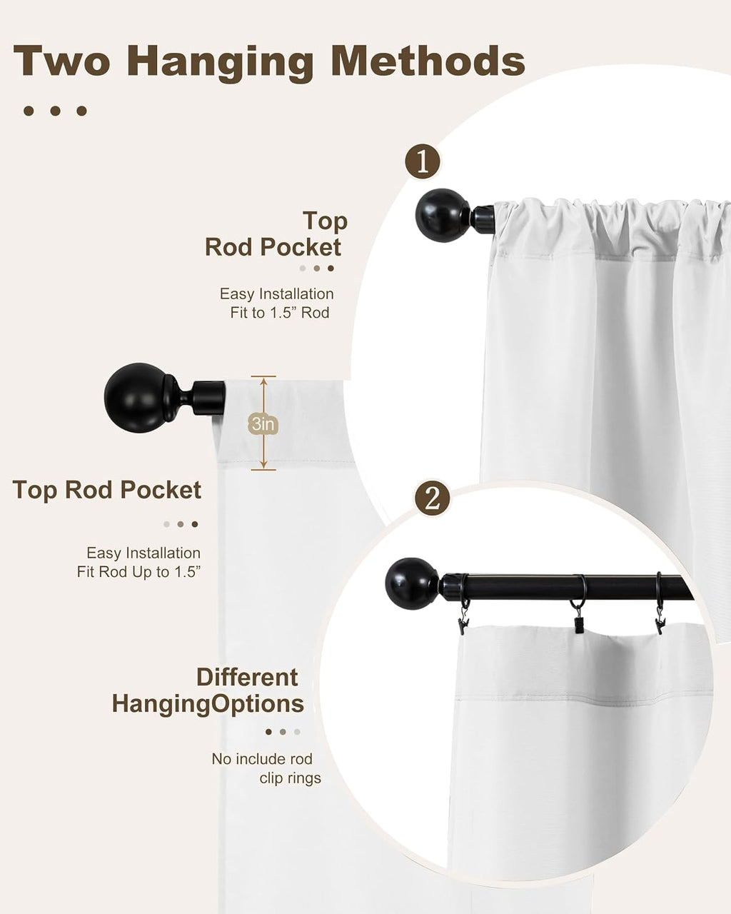 Outdoor Curtains for Patio Waterproof Rod Pocket 6 Pcs 54x95 Inch White