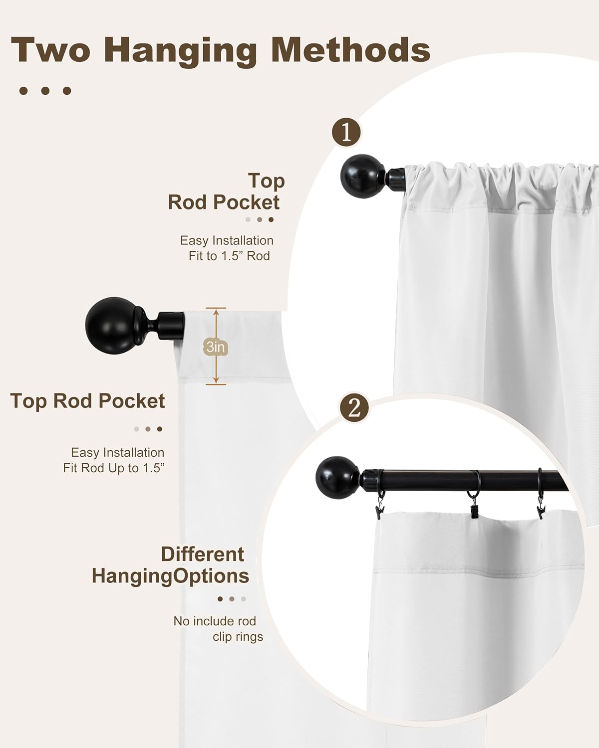 Outdoor Curtains for Patio Waterproof Rod Pocket 6 Pcs 54x95 Inch White