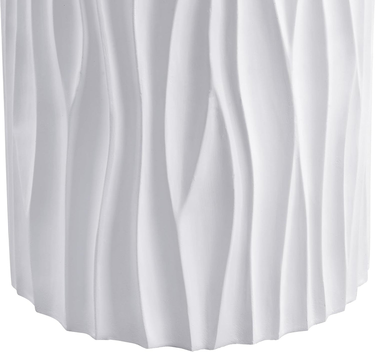 Modern Round Side Table, Outdoor End Table with Wavy Fluted Design, Multi-Use Stool Table for Living Room, Patio, Garden, Balcony, 66 LBS Capacity, Pr-Assembled, White