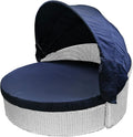 84" Round Daybed Canopy Replacement Fabric, Patio Rattan Wicker Sunbed Top Canopies Cloth Easy Installation(No Frame) (Navy Blue, 84canopy)