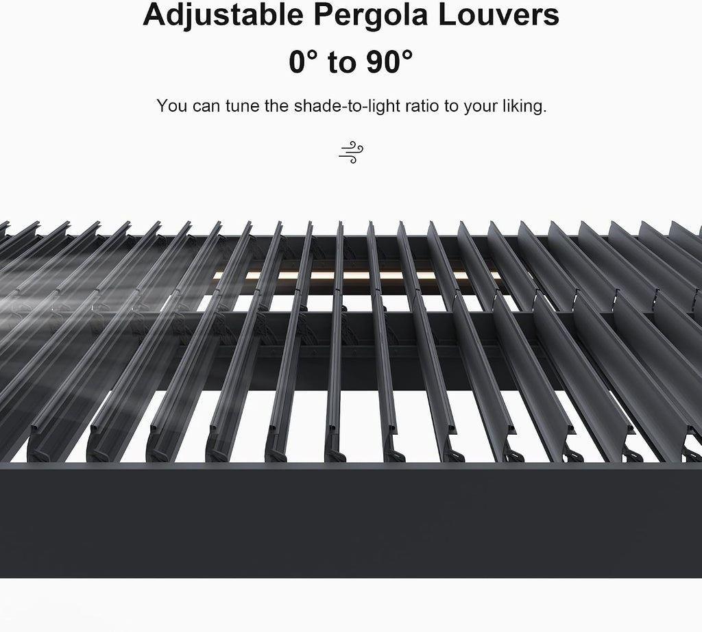 PURPLE LEAF Louvered Pergola 14' x 20' 94AS with Four Adjustable Roof Gray