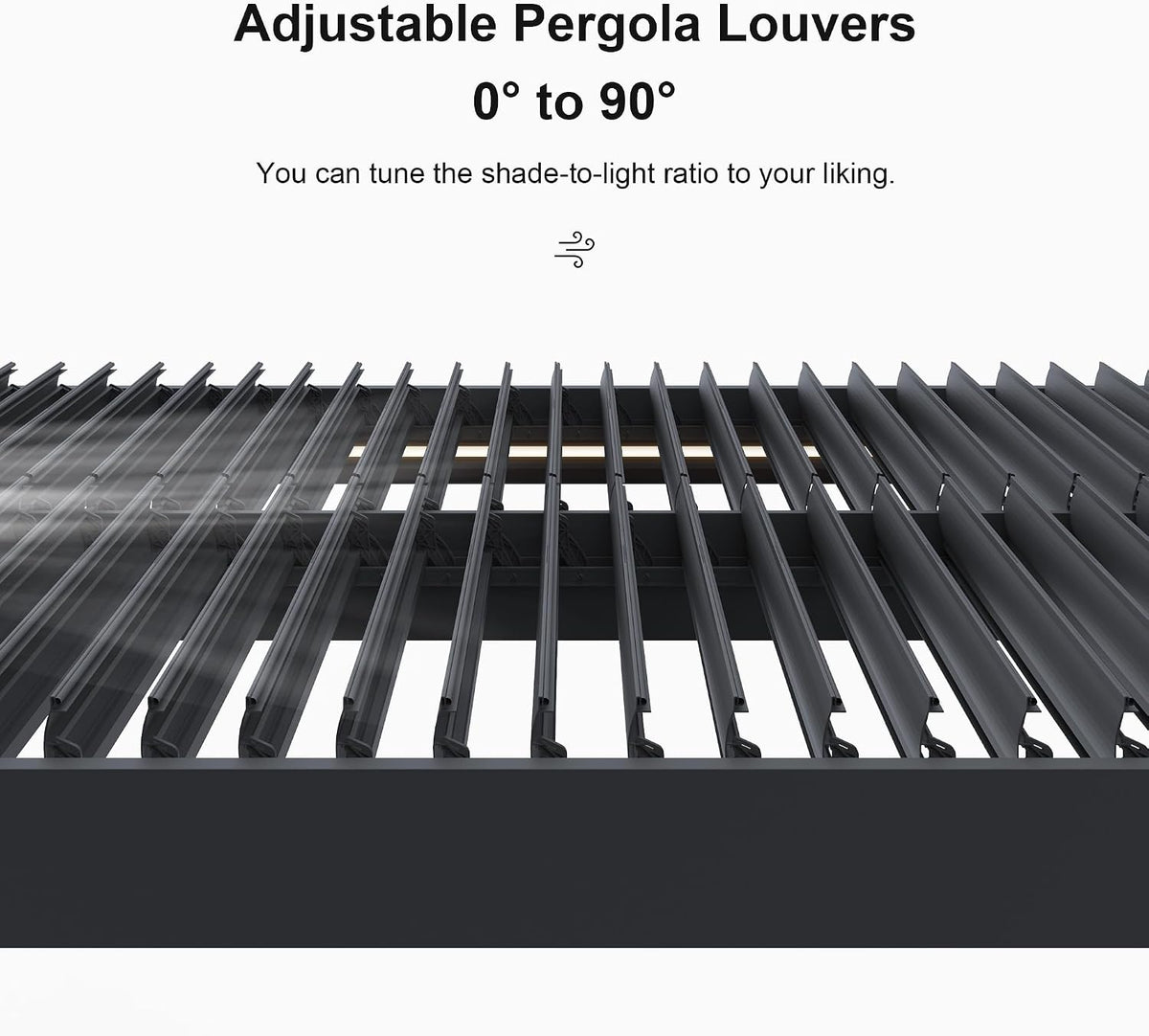 PURPLE LEAF Louvered Pergola 10' x 16' 94AS with Adjustable Louvers Gray