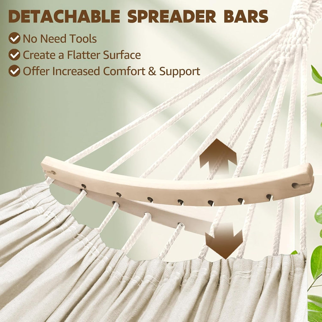 Chihee Cotton Blend Hammock 106 x 59 in 660 lb Detachable Spreader Bars