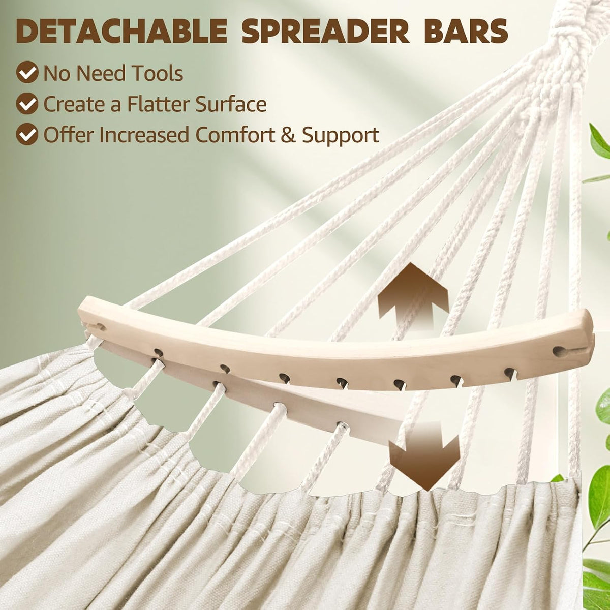 Chihee Cotton Blend Hammock 106 x 59 in 660 lb Detachable Spreader Bars