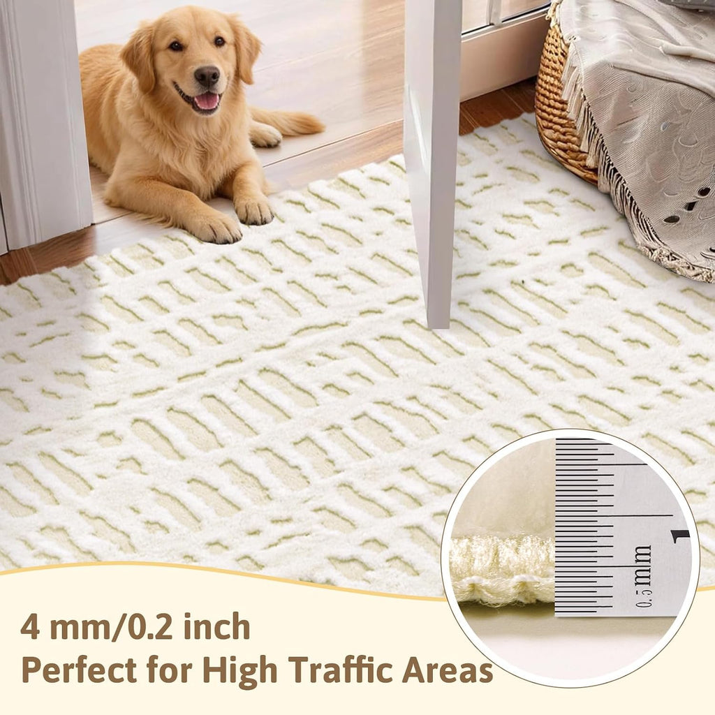 Yamaziot Washable 6x9 Area Rugs for Living Room Non Slip Ivory Beige