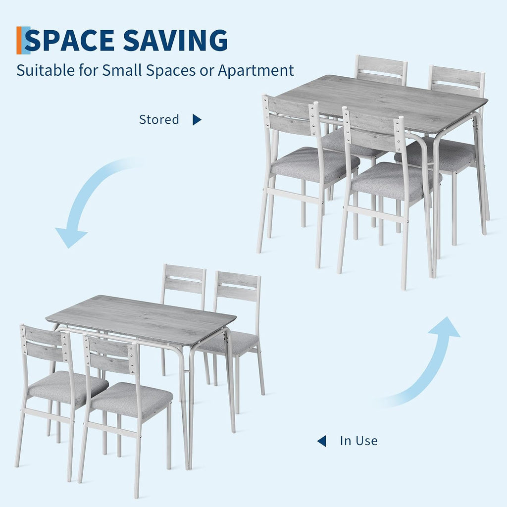 GarveeHome Dining Table for 2, Small Table and Chairs Set of 2, Square Dinette Set for 2, 3 Piece Kitchen & Dining Room Sets for Small Space (White, Table with 4 Upholstered Chairs)