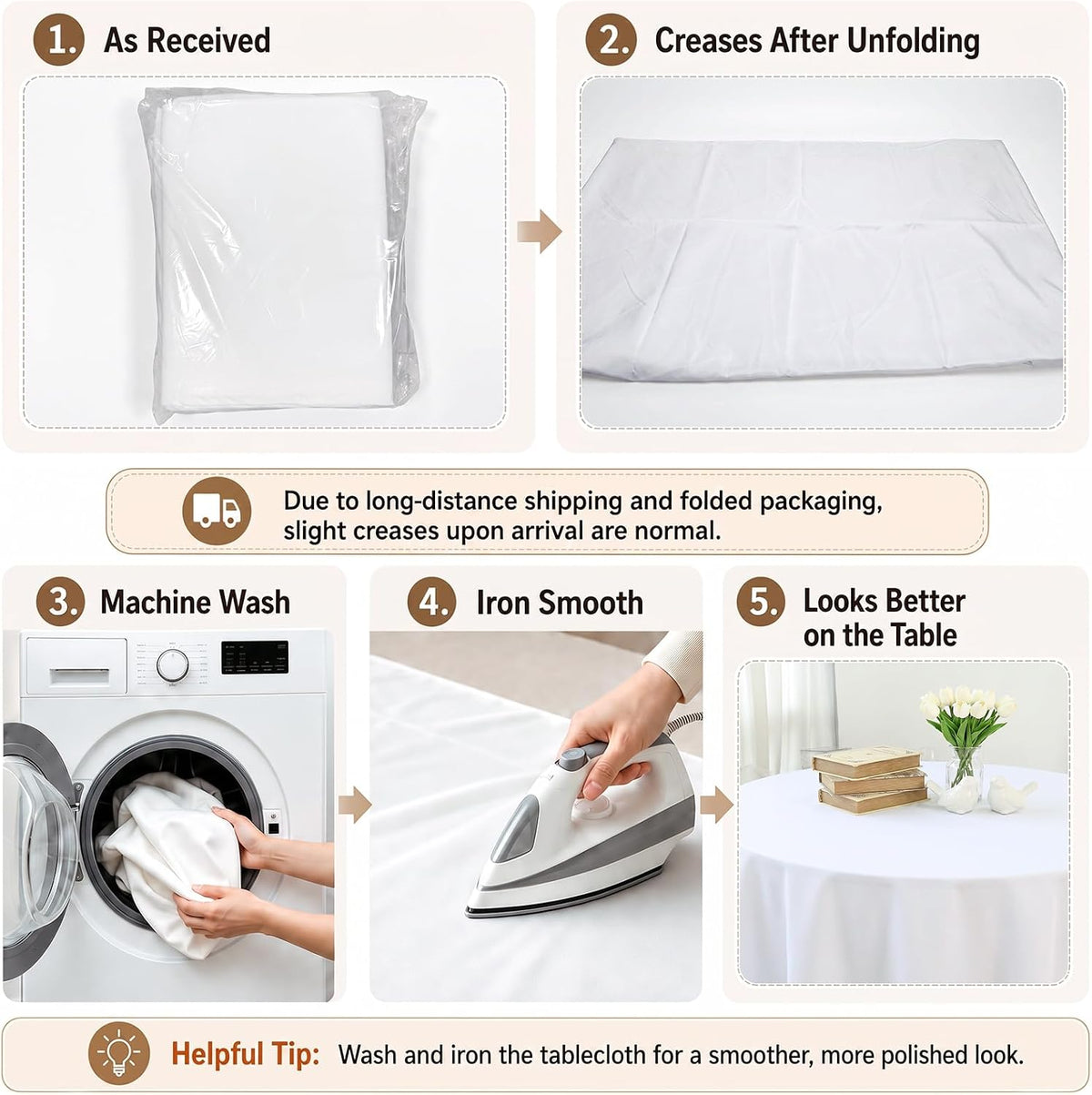Fixwal 6 Pack 120 Inch Tablecloths Round White Table Cover