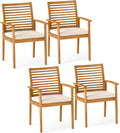 Tangkula Acacia Wood Patio Dining Chairs Set of 4 for Poolside Yard Garden