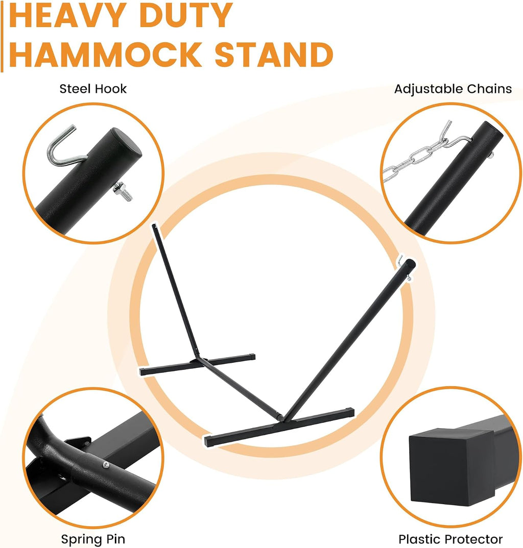 Lazy Daze Double Hammock with Stand, Balance Straps & Carry Bag for Outside
