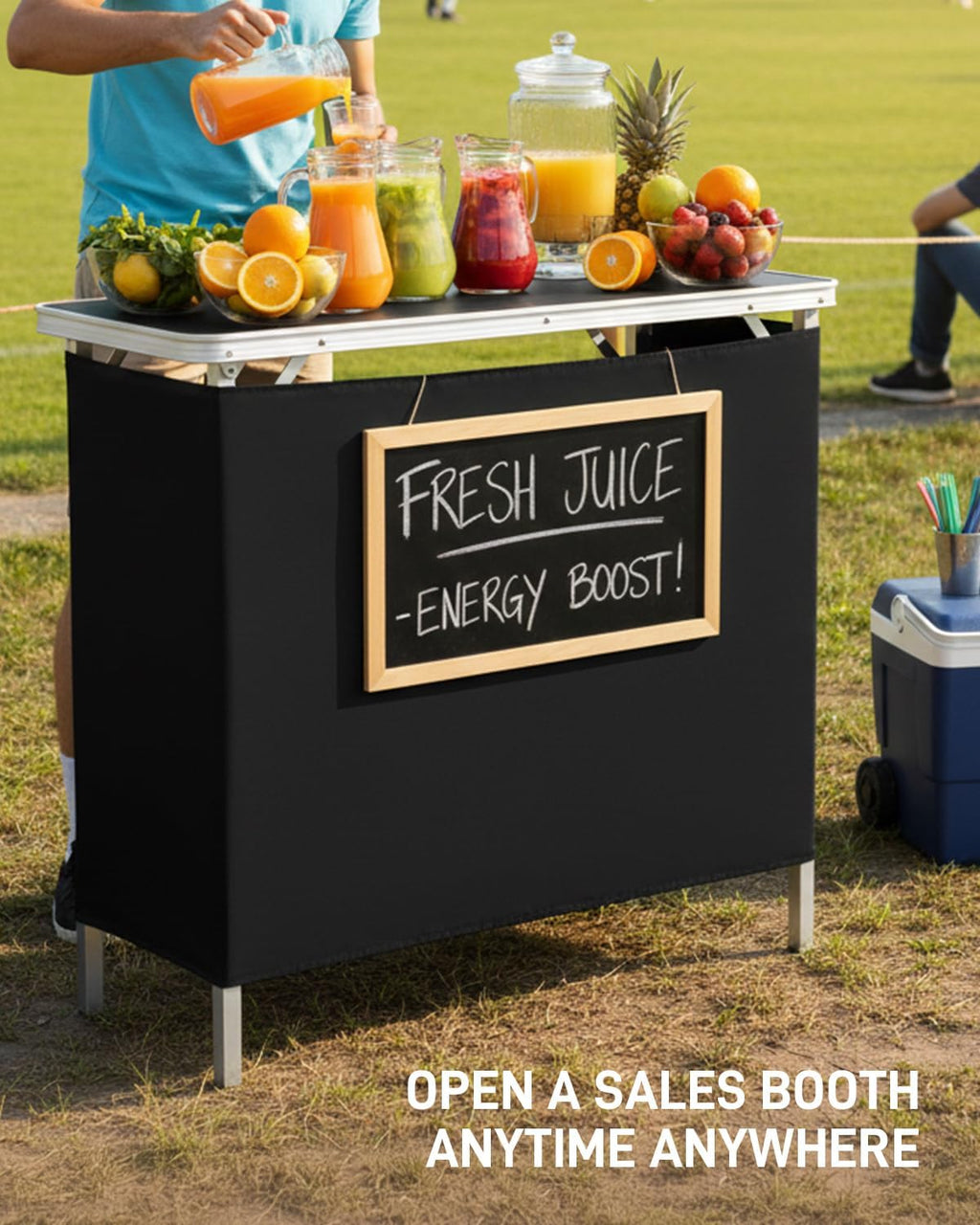 Outvita Portable Bar Table with 2 Tier Shelves & Black Skirt for Party