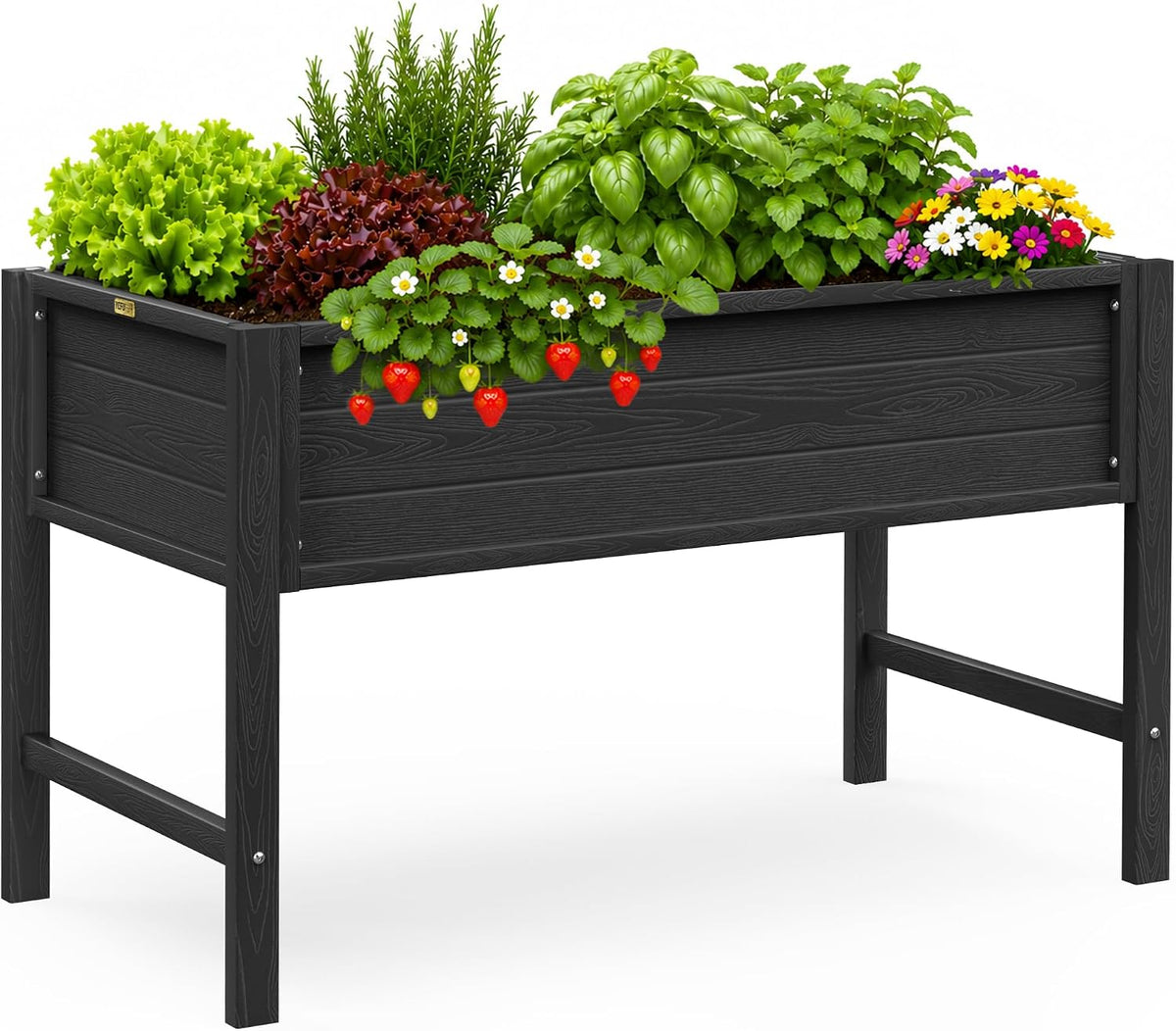YEFU 48" Raised Garden Bed with Legs, HIPS Outdoor Garden Bed, Black