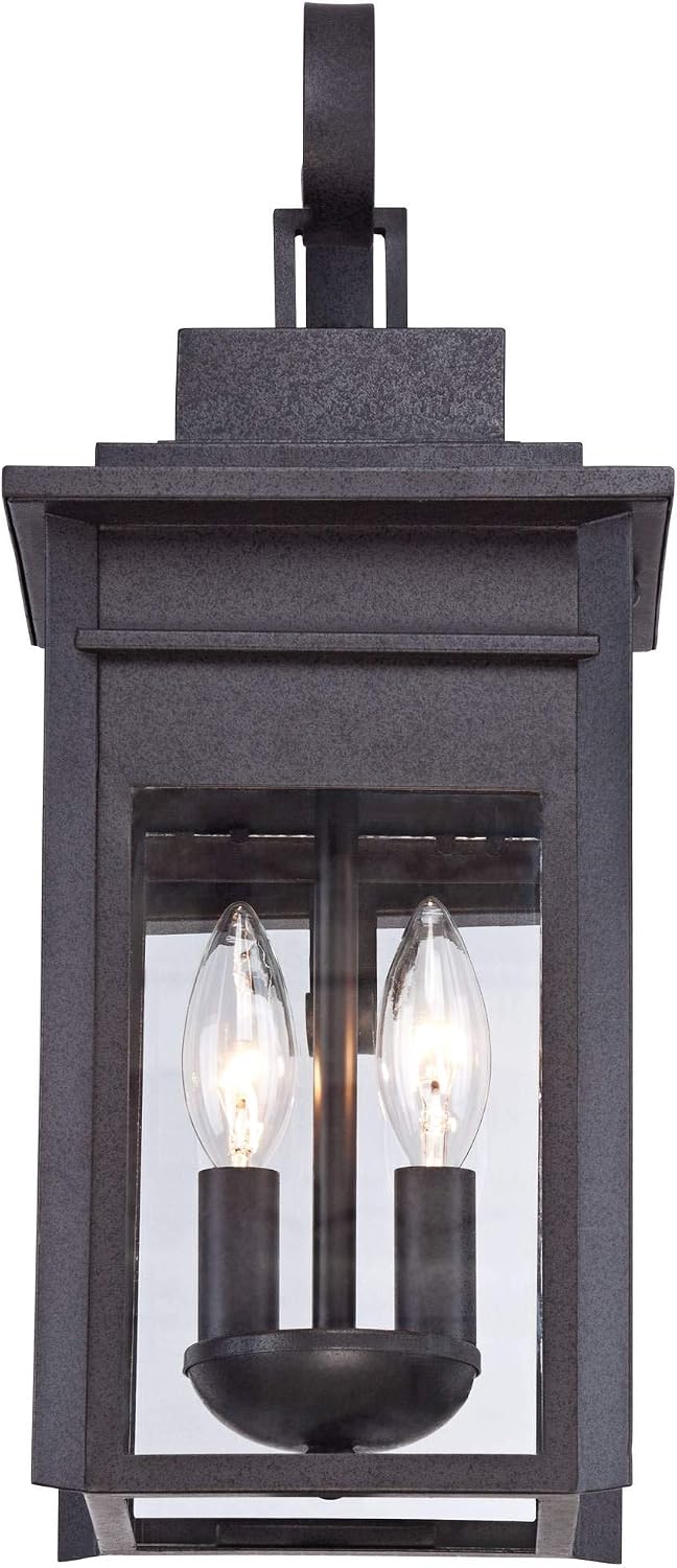 Bransford 17" Black-Gray Traditional Outdoor Lantern Wall Light Fixture