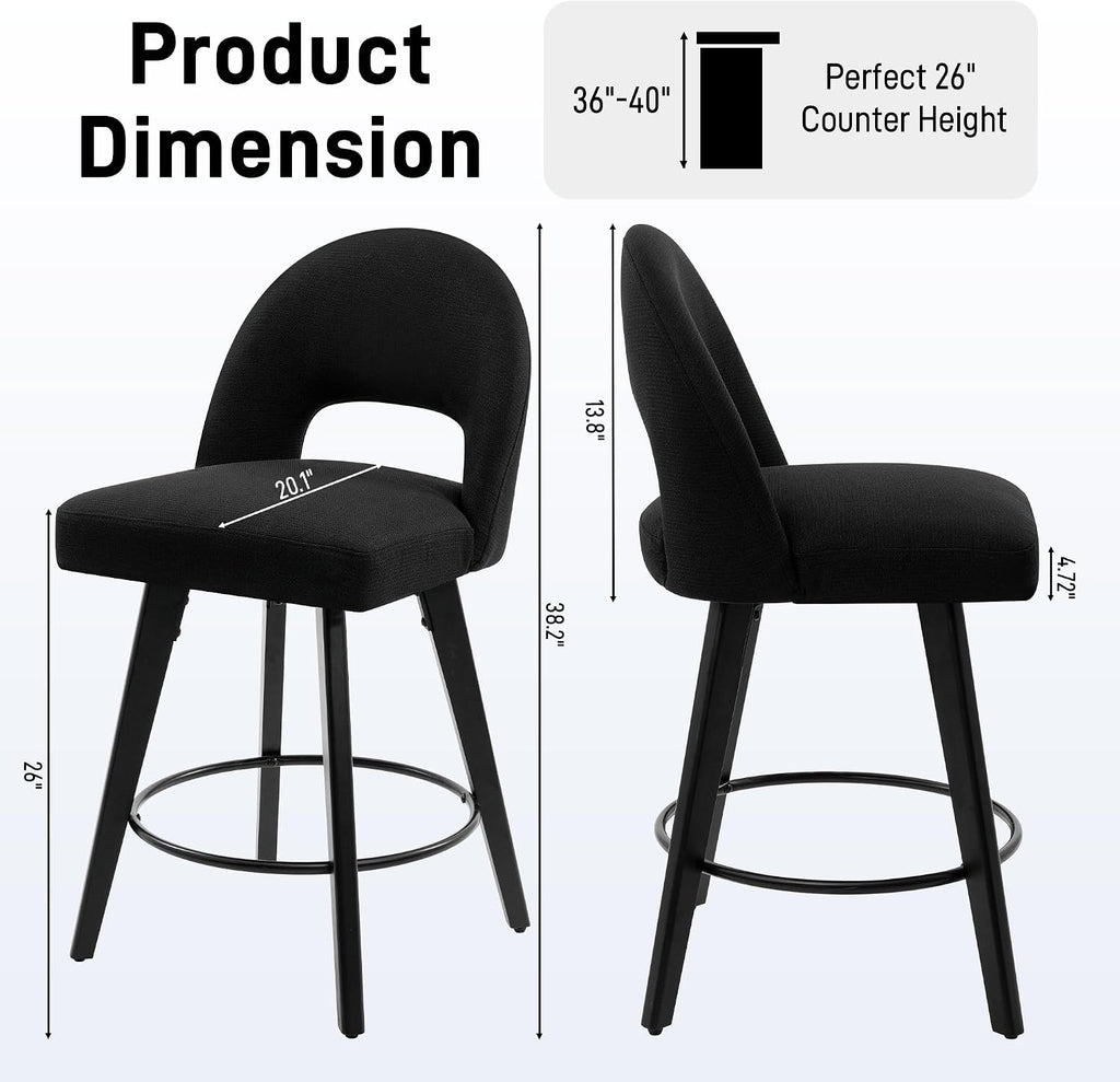 Counter Height Bar Stool, Swivel Upholstered Bar Chair