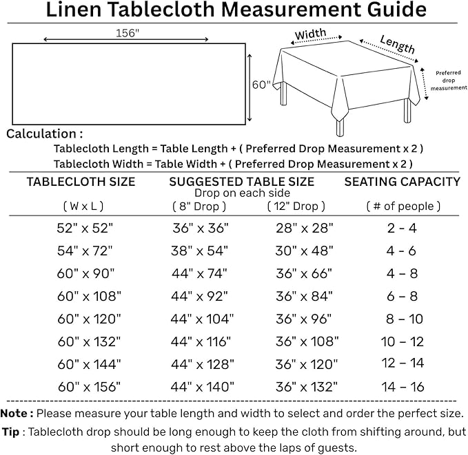 Solino Home Linen Tablecloth 60 x 156 Inch - Classic Hemstitch 100% Pure Linen Pumpkin Table Cloth for Rectangle Tables - Machine Washable Tablecloth for Fall, Autumn, Halloween, Thanksgiving