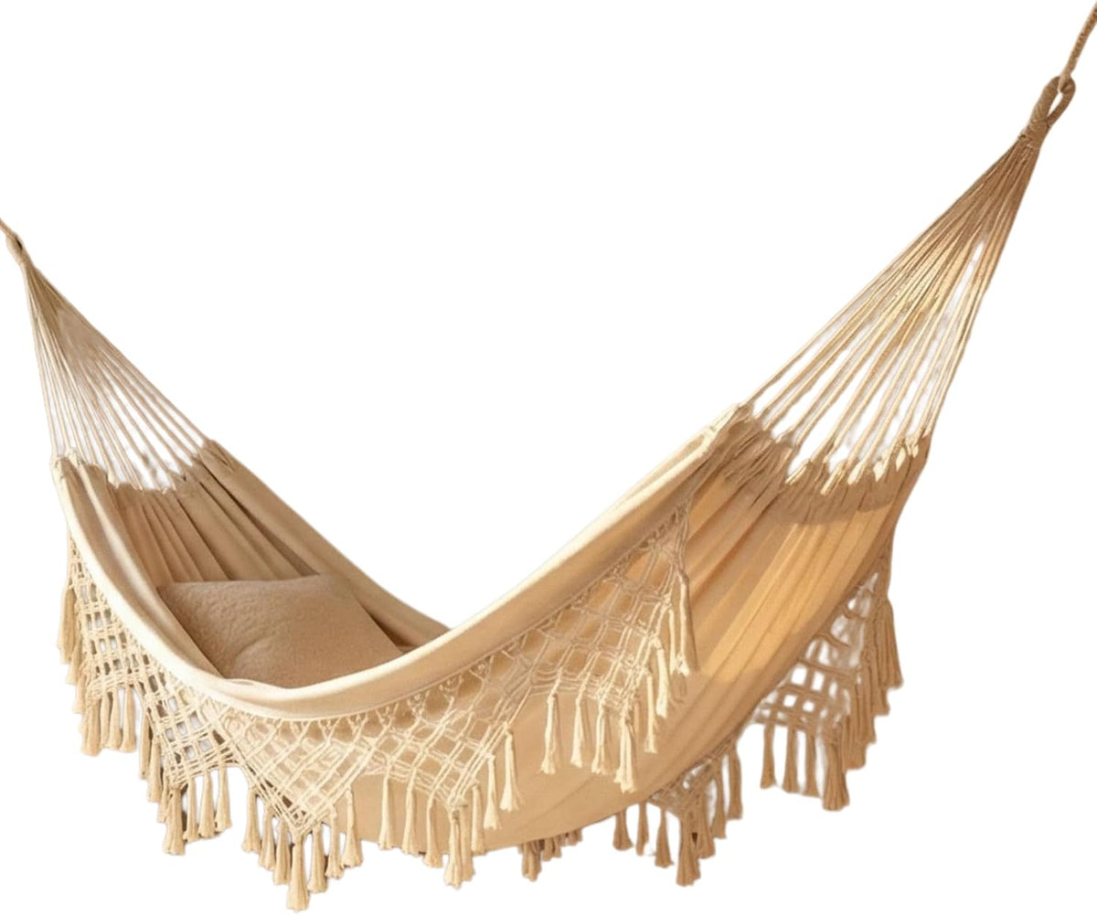 Outdoor Hammock Garden Cotton Hammock Macrame Fringe Hammocks Boho