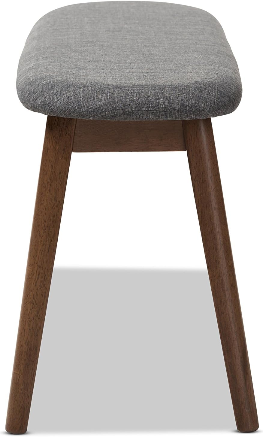 Baxton Studio Easton Mid-Century Modern Dark Grey Fabric Upholstered Walnut Finished Wood Bench