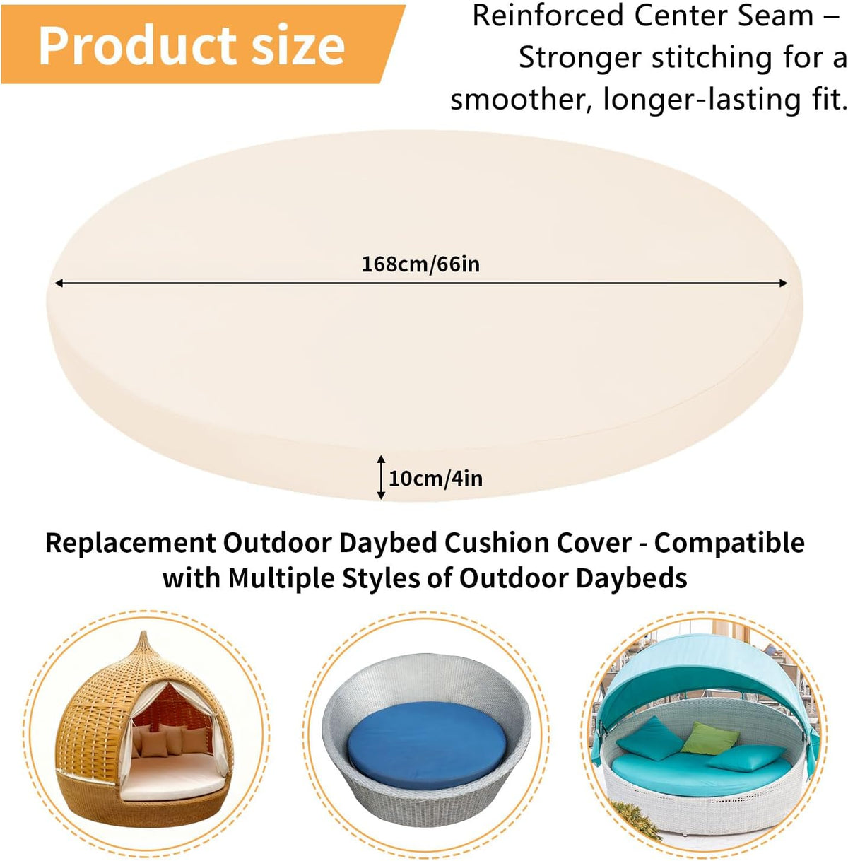 outdoor daybed cushion cover, 66" waterproof daybed cover shown in use