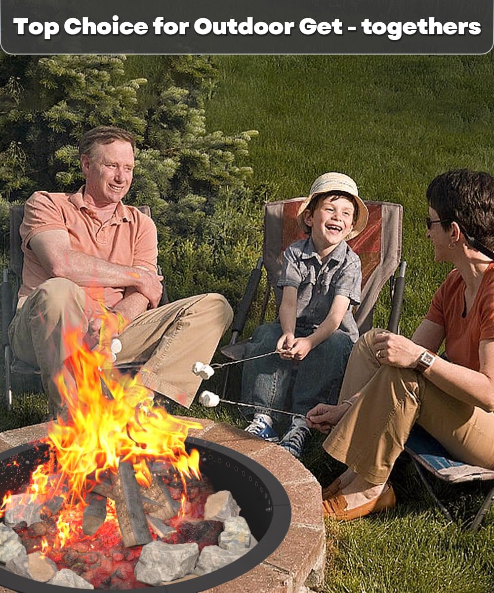 28 Inch Smokeless Fire Pit Ring Insert Firepit Kit Outdoor, Black