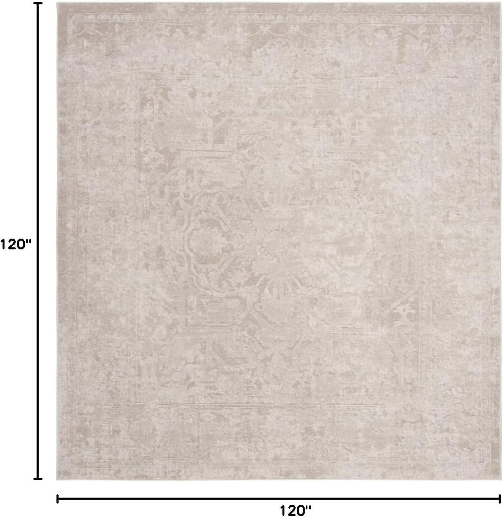 SAFAVIEH Area Rug 10' Square - Reflection Collection - Large - Cream & Ivory, Non-Shedding & Easy Cleaning, Ideal for Living Room, Bedroom (RFT665D)