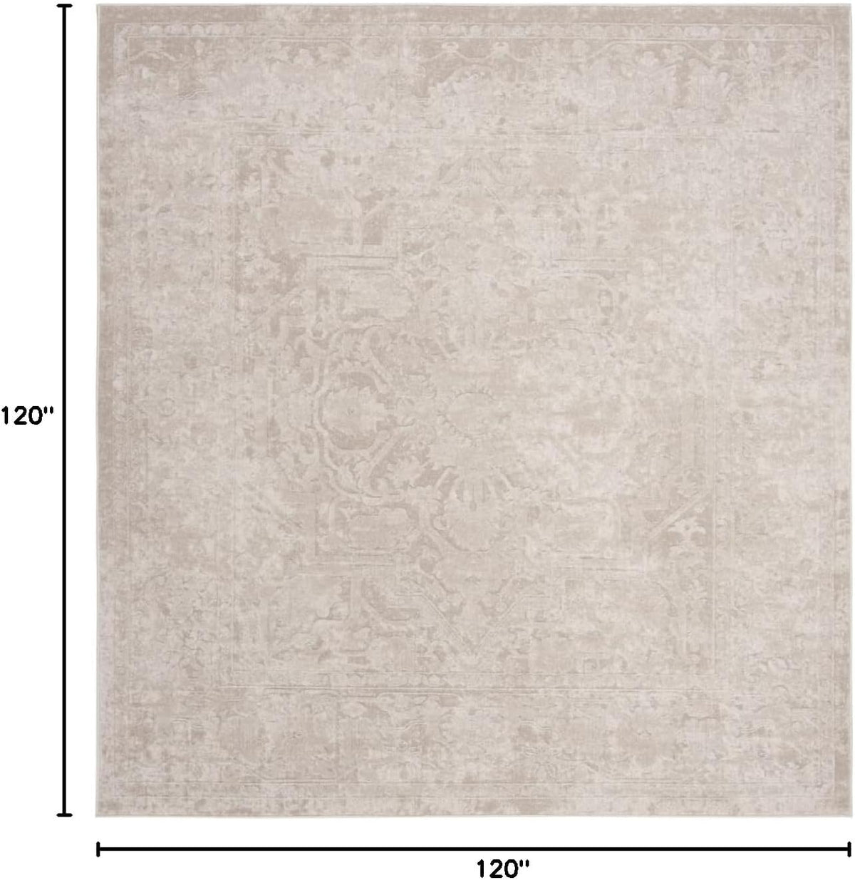 SAFAVIEH Area Rug 10' Square - Reflection Collection - Large - Cream & Ivory, Non-Shedding & Easy Cleaning, Ideal for Living Room, Bedroom (RFT665D)