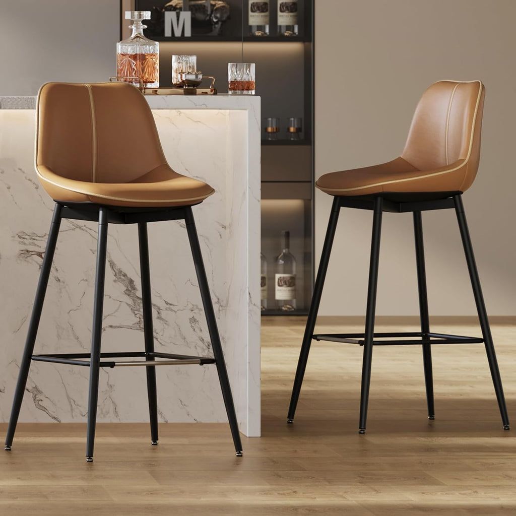 VASAGLE Bar Stools Set of 2, Bar Height, with Back, 28.5-Inch