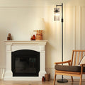 Industrial 66" Tall Modern Floor Lamp for Living Room Dimmable Glass Black