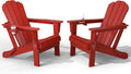 Domi Folding Adirondack Chairs Set of 2 with Cup Holder, Red